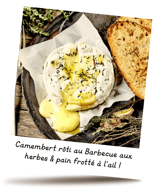 Camembert rôti au Barbecue aux herbes & pain frotté à l'ail