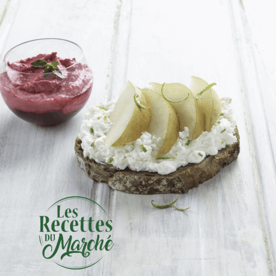 Tartine hivernale et<br>Verrine de betterave au chèvre frais